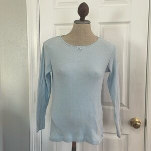 Vintage 90s Y2K Gap thermal top long sleeve bow 100% cotton blue women’s size M
